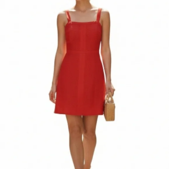 Thalia Sodi Eyelet Dress XL Red Hibiscus Bloom Spaghetti Straps Back Zip New - Picture 10 of 10